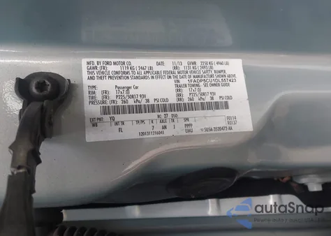 2013 Ford C-Max Energi Sel z USA, uszkodzony, nr VIN 1FADP5CU1DL557423